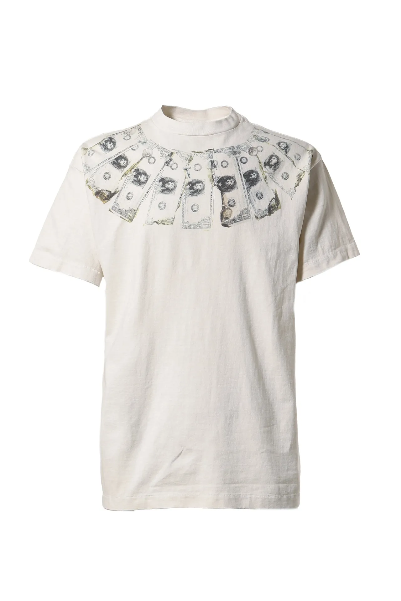 SAINT Mxxxxxx MONEY TEE/WHT dollar necklace, retro short-sleeved, off-white S-XL, ready-to-wear, washed and distressed, authentic level printing, correct accessories/with little angel logo